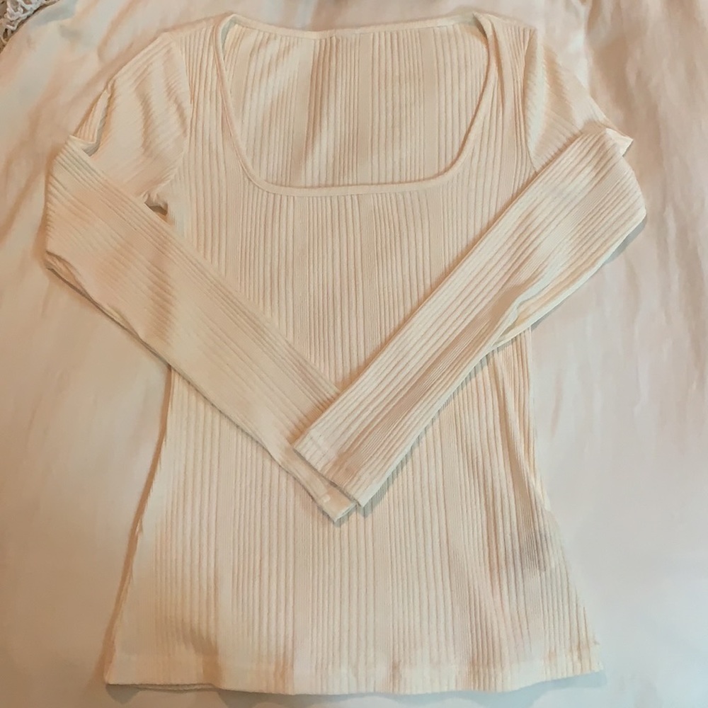 & Other Stories semi sheer long sleeve top.